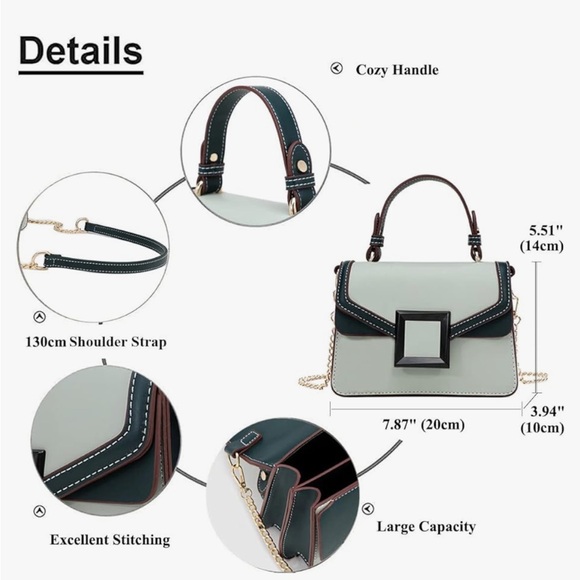 Apricot colored small square crossbody chain strap bag - Picture 2 of 8